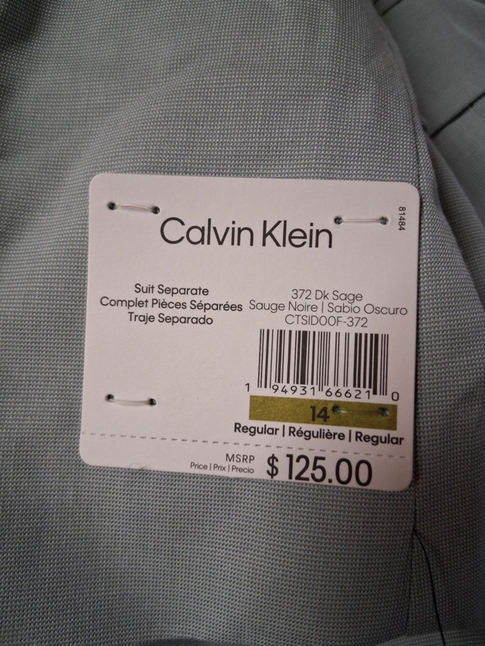 Calvin Klein Boys' Slim-Fit Stretch Suit Jacket -Dark Sage - Picture 9 of 13